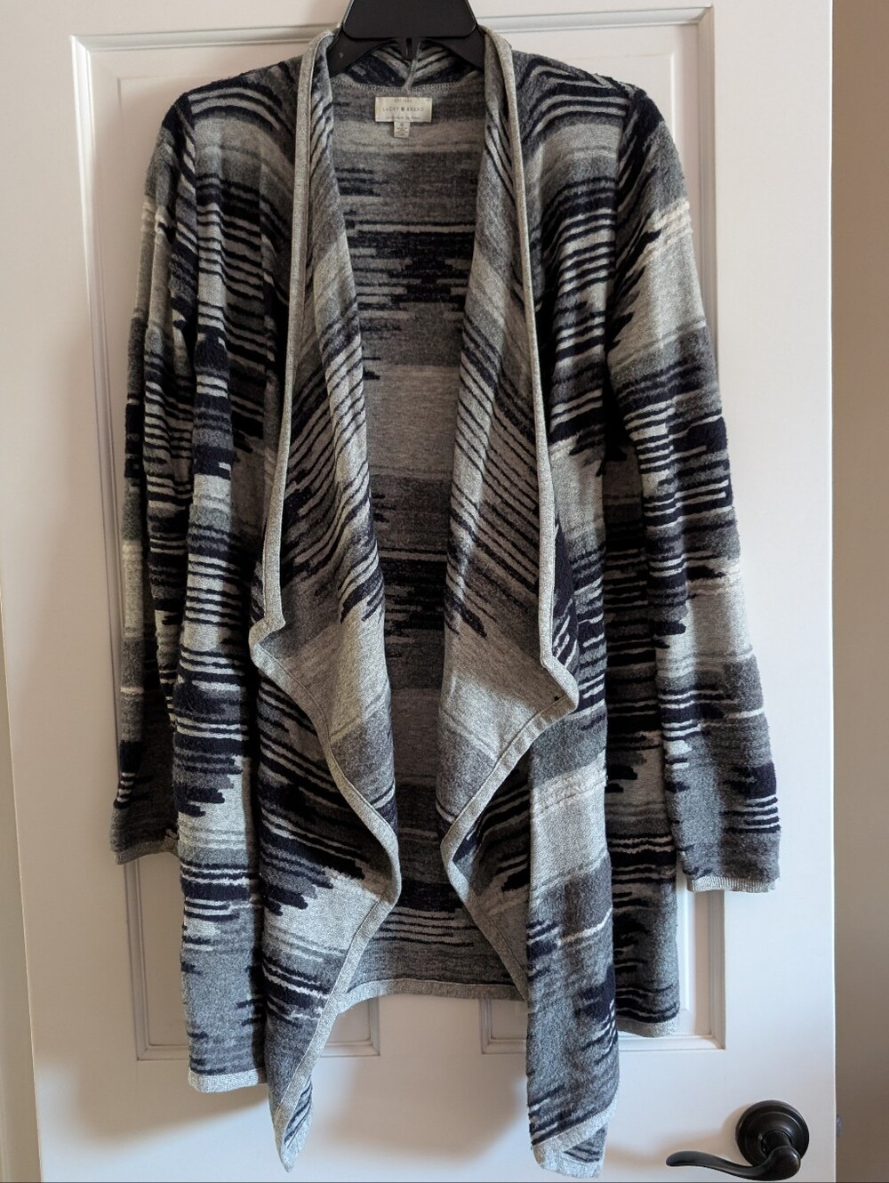 Women's Lucky Brand Cozy Open-Front Drape Cardigan Sweater - Gray/Black